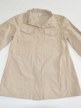 Chico's Women's Khaki Windbreaker Snap Button Jacket Size 0 / 4 - 6 Beige